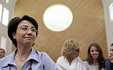Arab MK Hanin Zoabi (Balad) attends a hearing at the Supreme Court in Jerusalem to plead for the return of her diplomatic passport, which was taken away due to her participation in the 2012 flotilla to Gaza (photo credit: Yonatan Sindel/Flash90)