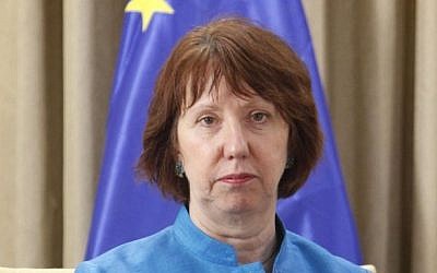 EU foreign policy chief Catherine Ashton in Jerusalem on October 24, 2012 (photo credit: Miriam Alster/Flash90)