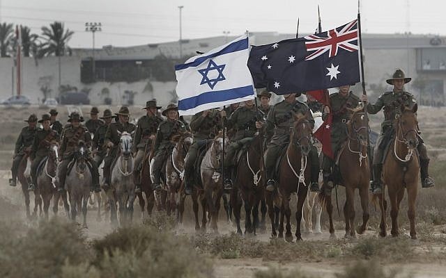 Australian men and women reenacting the last cavalry charge that took place in the Battle of Beersheba during World War I. (Tsafrir Abayov/Flash90) Australian men and women reenacting the last cavalry charge that took place in the Battle of Beersheba during World War I. (Tsafrir Abayov/Flash90)