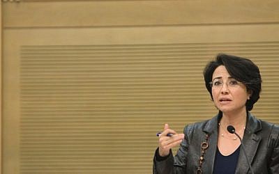 Arab parliament member Hanin Zoabi holds a press conference in the Knesset on Wednesday (Photo credit: Miriam Alster/FLASh90 )