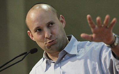 Naftali Bennett, Jewish Home party leader, speaking, in Jerusalem on December 23, 2012. (photo credit: Miriam Alster/Flash90