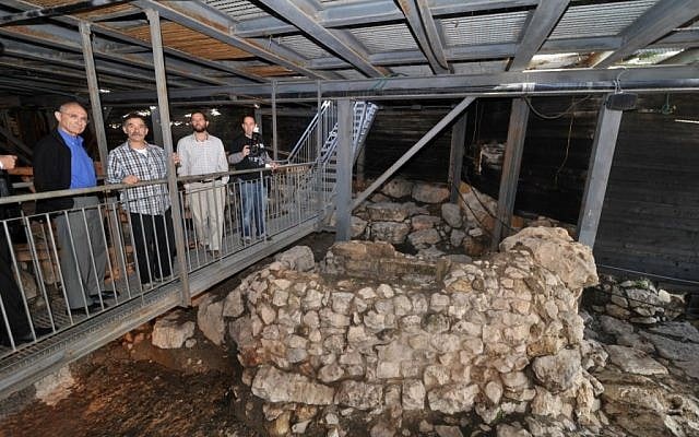 Minister Uzi Landau, right, visiting the City of David archeological park in Jerusalem,  December 24, 2012 (photo credit: courtesy David Katz/Yisrael Beytenu)