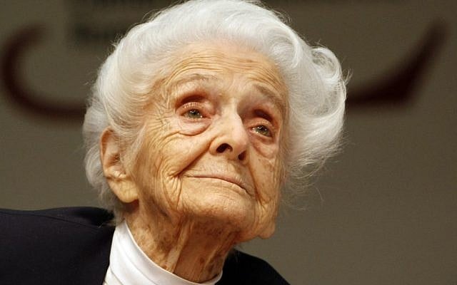 In this photo from files, taken on April 18, 2009, Italian neurologist and senator for life Rita Levi Montalcini, Nobel Prize winner for Medicine in 1986, is seen at a press conference for her one hundredth birthday, in Rome (photo credit: AP/Riccardo De Luca) In this photo from files, taken on April 18, 2009, Italian neurologist and senator for life Rita Levi Montalcini, Nobel Prize winner for Medicine in 1986, is seen at a press conference for her one hundredth birthday, in Rome (photo credit: AP/Riccardo De Luca)