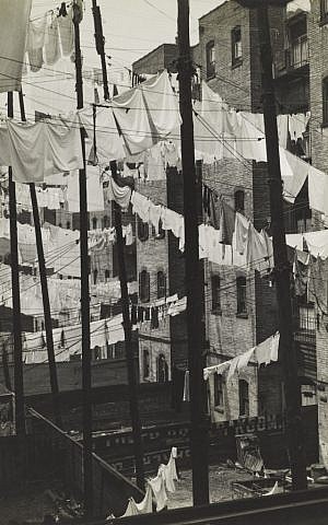 Like many Photo League images, Consuelo Kanaga's 1937 "Untitled (Tenements, New York)" captures the poverty and daily struggles of the Great Depression. (Courtesy of the Contemporary Jewish Museum)
