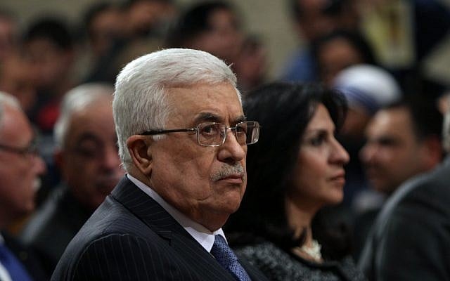 Mahmoud Abbas at the Church of the Nativity, Christmas Eve 2012 (photo credit: AP/Abed Al Hashlamoun)