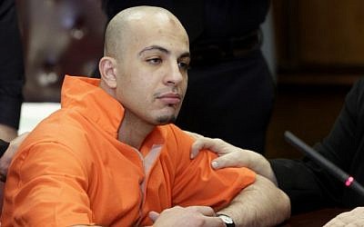 Ahmed Ferhani appears in a New York City courtroom on state level terrorism charges in March 2012.  (AP/Seth Wenig)