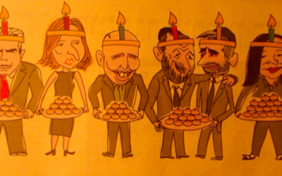 Photograph of a political cartoon in Haaretz on December 14.