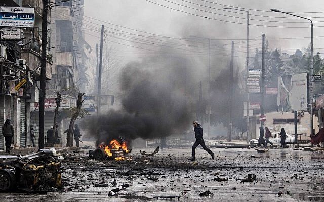 The streets of Aleppo, as fights between regime forces and the opposition continue (photo credit: Narciso Contreras/AP)