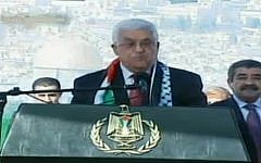 Mahmoud Abbas speaking in Ramallah Sunday. (photo credit: Screenshot/Palestine TV)