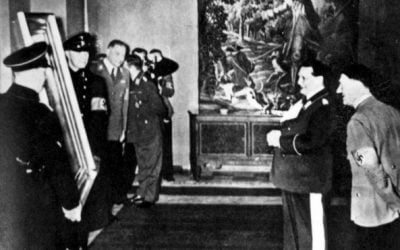 Hitler and Goering inspecting confiscated works of art. (photo credit: courtesy  Yad Vashem)