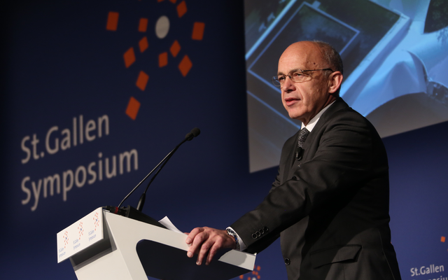 Ueli Maurer delivering the opening speech in May 2012 at the 42. St. Gallen Symposium at the University of St. Gallen (photo credit: CC-BY-SA,International Students’ Committee, Wikimedia Commons)