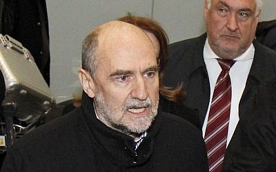 Herman Nackaerts, deputy director general and head of the department of safeguards of the International Atomic Energy Agency, speaks with the media after his arrival from Iran in Vienna, Austria, on Friday (photo credit: AP/Ronald Zak)