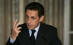 Nicolas Sarkozy speaks at a meeting with European leaders to discuss the situation in Gaza,  Jan, 2009. (photo credit: Olivier Fitoussi /FLASH90)