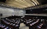 Illustrative picture of the Knesset plenum (photo credit: Miriam Alster/Flash90)