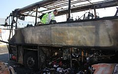 The bombed Israeli tour bus in Burgas, Bulgaria, July 2012 (photo credit: Dano Monkotovic/Flash90)