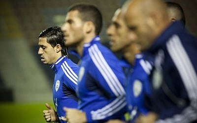 The Israeli national soccer team training in Jerusalem before a match against Belarus, on November 13, 2012. (photo credit: Yonatan Sindel/Flash90) The Israeli national soccer team training in Jerusalem before a match against Belarus, on November 13, 2012. (photo credit: Yonatan Sindel/Flash90)