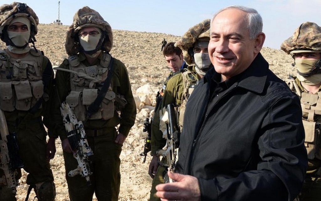 Prime Minister Benjamin Netanyahu attends on Wednesday the ceremony marking the completion of the main section of the Israeli-Egyptian border fence (photo credit: Moshe Milner/GPO/FLASH90)