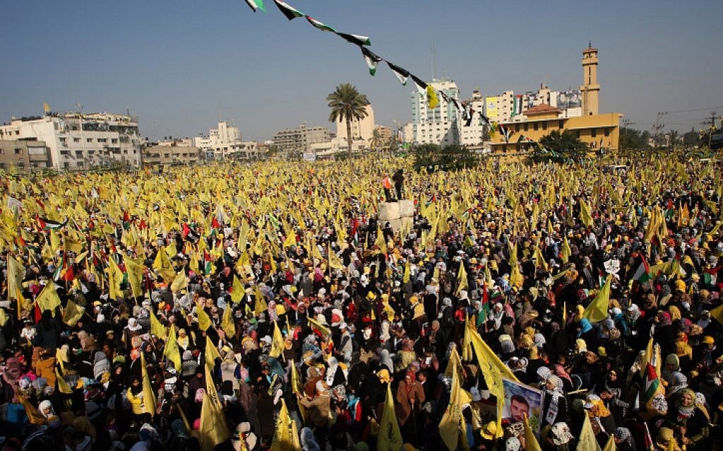 Hundreds of thousands of Palestinians take part in a rally marking the 48th anniversary of the founding of the Fatah movement, in Gaza City on January 4 (photo credit: Abed Rahim Khatib/Flash90) Hundreds of thousands of Palestinians take part in a rally marking the 48th anniversary of the founding of the Fatah movement, in Gaza City on January 4 (photo credit: Abed Rahim Khatib/Flash90)