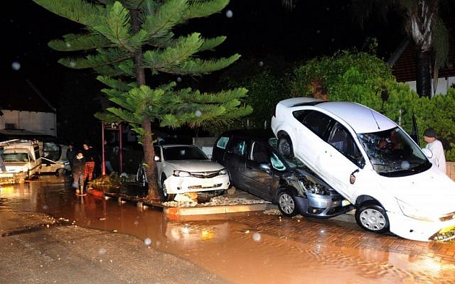 Heavy rain caused severe flooding in the town of Bat Hefer, east of Netanya, on Tuesday (photo credit: Gili Yaari/Flash90) Heavy rain caused severe flooding in the town of Bat Hefer, east of Netanya, on Tuesday (photo credit: Gili Yaari/Flash90)