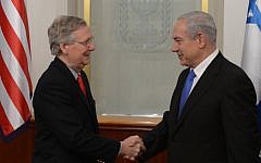 Prime Minister Benjamin Netanyahu meets with US Senator Mitch McConnell at Netanyahu's office in Jerusalem on January 11. (photo credit: Amos Ben Gershom/GPO/Flash90)
