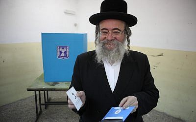An ultra-Orthodox man casts his vote in Bnei Brak on January 22, 2013. (photo credit: Yaakov Naumi/Flash90) An ultra-Orthodox man casts his vote in Bnei Brak on January 22, 2013. (photo credit: Yaakov Naumi/Flash90)