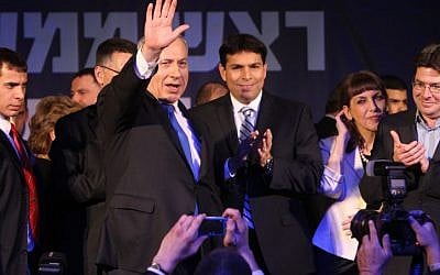 Netanyahu, on election night, surrounded by party members (photo credit: Miriam Alster/Flash90) Netanyahu, on election night, surrounded by party members (photo credit: Miriam Alster/Flash90)