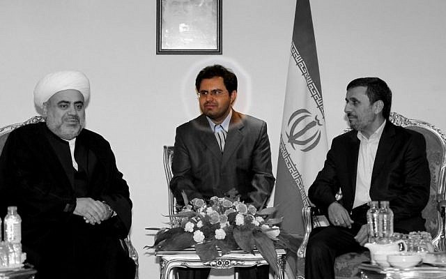 The author, Ahmad Hashemi, with President Ahmadinejad and Azerbaijani cleric, 2011 (photo: Iranian President's website)