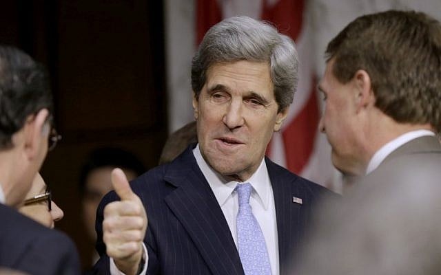 Senator John Kerry, President Barack Obama's nominee to become US secretary of state, gives a "thumbs-up" as he arrives at Capitol Hill in Washington, DC, on Thursday (photo credit: AP/Pablo Martinez Monsivais) Senator John Kerry, President Barack Obama's nominee to become US secretary of state, gives a "thumbs-up" as he arrives at Capitol Hill in Washington, DC, on Thursday (photo credit: AP/Pablo Martinez Monsivais)