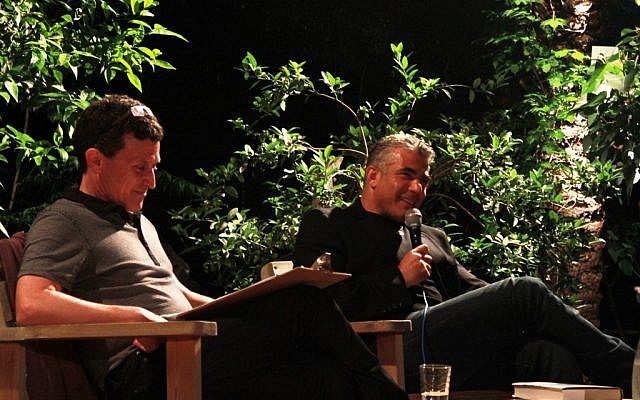 Evan Fallenberg, left, and Yair Lapid (photo credit: Micha Fallenberg)