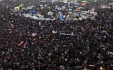Thousands of Egyptian protesters gather in Tahrir Square, Cairo, Egypt, Friday, January 25 (photo credit: AP/Khalil Hamra)