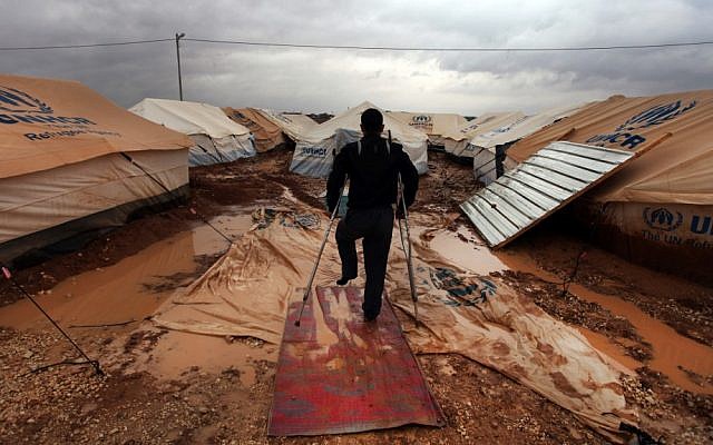 Illustrative photo of a refugee camp on near the Syria-Jordan border. (AP/Mohammad Hannon)