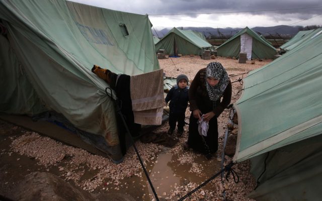 Illustrative photo of Syrian refugees in Marj , Lebanon, in 2013. (photo credit: AP/Hussein Malla)
