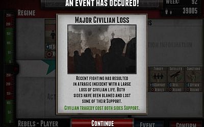 This undated image provided by Auroch Digital Ltd. shows the video game 'Endgame: Syria.' (photo credit: AP/Auroch Digital Ltd.)