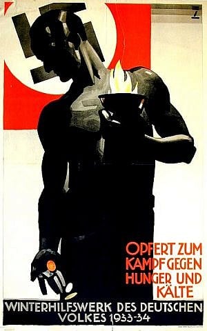 Hans Sachs' collection included Nazi advertisements, among them this 1933 poster soliciting donations for the unemployed. (Courtesy of the Sachs family via Guernsey's Auction House)