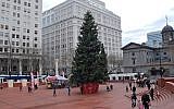 Portland, Oregon's Pioneer Courthouse Square, with its annual Christmas tree, in December 2011. (photo credit: Steve Morgan/Wikimedia Commons)