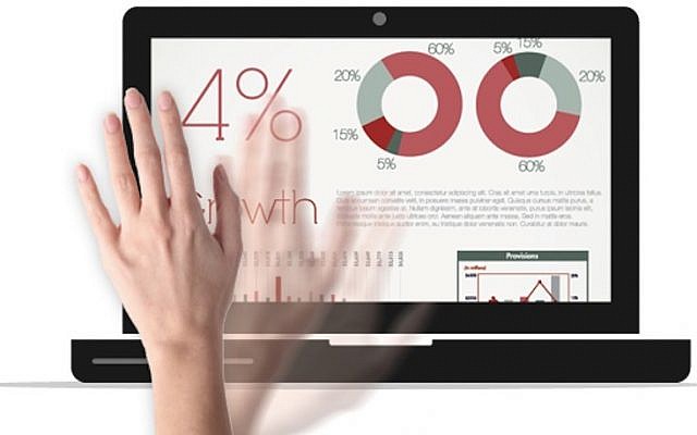 Laptop equipped with PointGrab's 2-D gesture technology (photo credit: Courtesy)