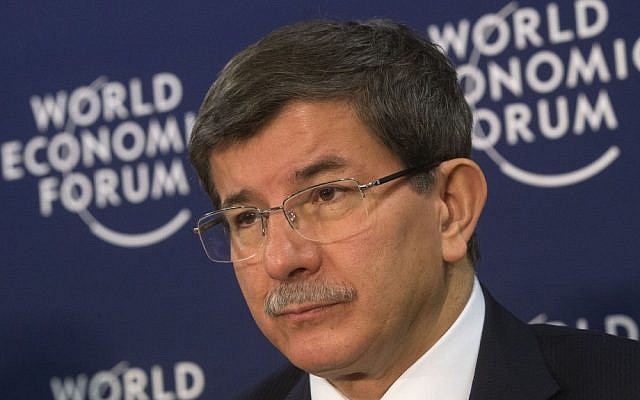 Turkish Foreign Minister Ahmet Davutoglu attends a press conference in Davos, Switzerland in December 2012. (photo credit: AP/Michel Euler)