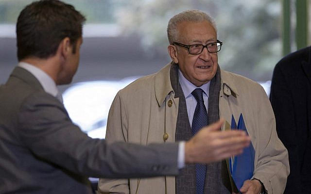 The UN Joint Special Representative for Syria, Lakhdar Brahimi arrives for a meeting with Russian deputy foreign minister Mikhail Bogdanov and US Deputy Secretary of State William Burns at the European headquarters of the United Nations, in Geneva, Switzerland, on Friday, Jan. 11 (photo credit: AP/Keystone, Salvatore Di Nolfi) The UN Joint Special Representative for Syria, Lakhdar Brahimi arrives for a meeting with Russian deputy foreign minister Mikhail Bogdanov and US Deputy Secretary of State William Burns at the European headquarters of the United Nations, in Geneva, Switzerland, on Friday, Jan. 11 (photo credit: AP/Keystone, Salvatore Di Nolfi)
