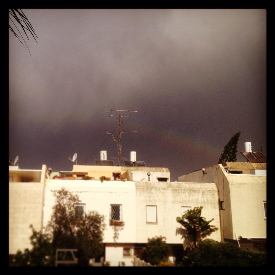 A rainbow amid a cloudy sky in Jerusalem (photo credit: Dorit Gavriel) A rainbow amid a cloudy sky in Jerusalem (photo credit: Dorit Gavriel)