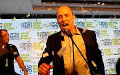 Jewish Home party leader Naftali Bennett electrifies supporters at Kfar Hamaccabiah on January 22, 2013. (Yossi Zeliger/Flash90)