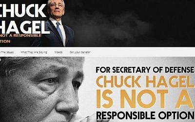 The homepage of chuckhagel.com. (Screenshot)