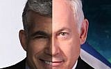 Yair Lapid and Benjamin Netanyahu (composite of two campaign photos)