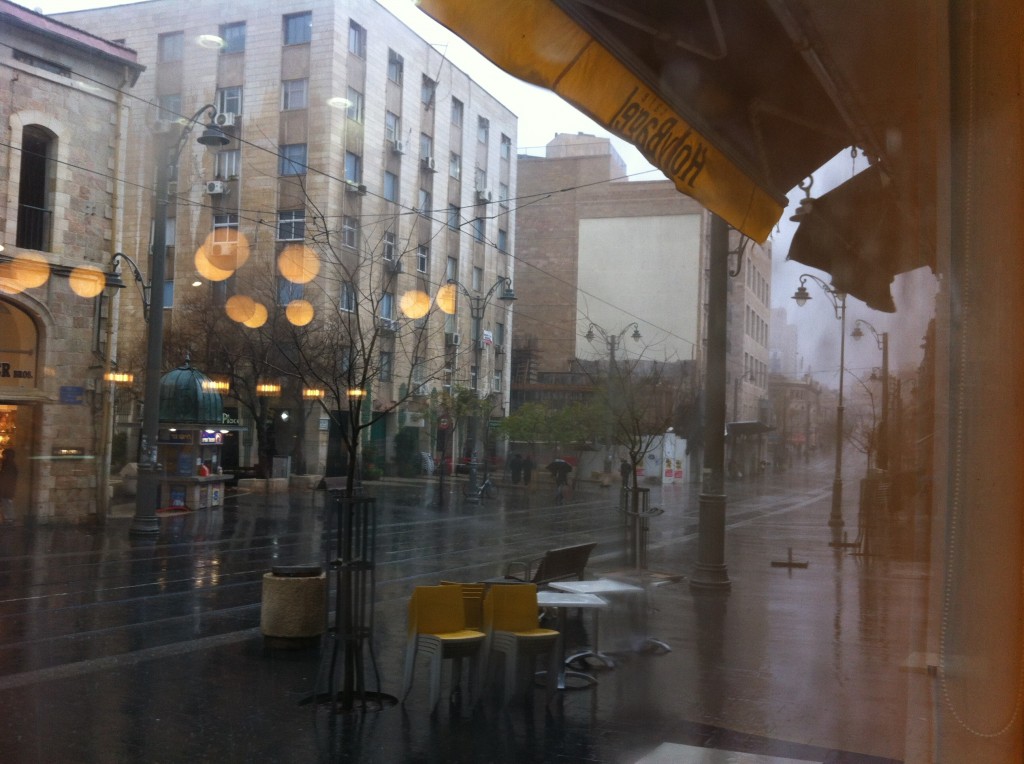 Jerusalem's Jaffa Road on Monday (photo credit: Benji Lovitt/The Times of Israel)