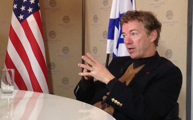 Sen. Rand Paul in Jerusalem, January 12, 2013 (photo credit: Raphael Ahren/Times of Israel)