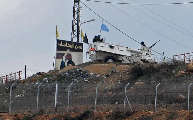 A UNIFIL patrol near the Israeli-Lebanese border. (Hamad Almakt/Flash90)
