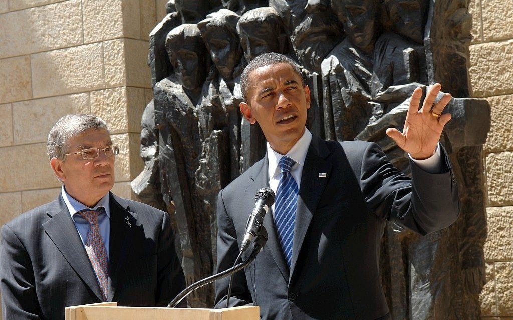 Barack Obama visiting Yad Vashem as a senator in 2008. (photo credit: Meir Azulay/Pool/Flash90) Barack Obama visiting Yad Vashem as a senator in 2008. (photo credit: Meir Azulay/Pool/Flash90)