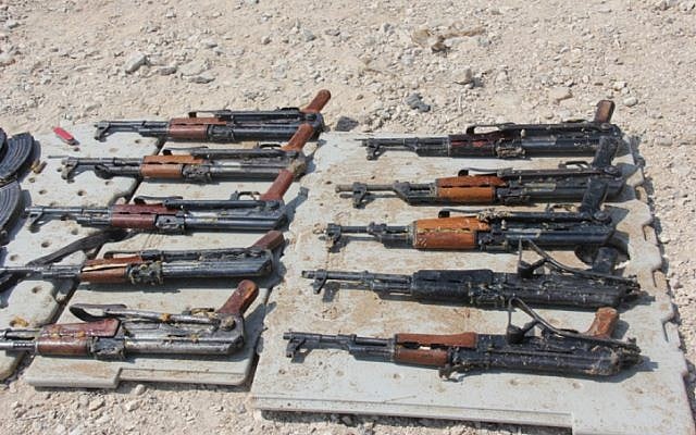 Smuggled weapons captured by IDF forces in February  (photo credit: Dotz/Flash90)