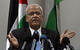 Saeb Erekat, chief Palestinian negotiator (photo credit: Issam Rimawi/Flash90/File)