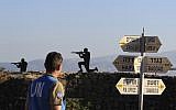 A UN peacekeeper near the Israel-Syria border (photo credit: Tsafrir Abayov/Flash90)