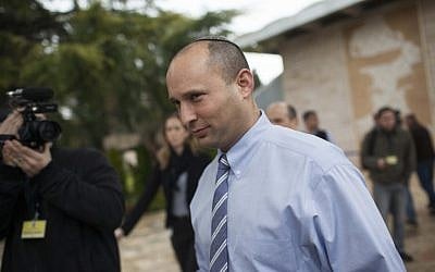 Jewish Home head Naftali Bennett after meeting with President Shimon Peres in Jerusalem on January 31, 2013. (photo credit: Miriam Alster/Flash90)